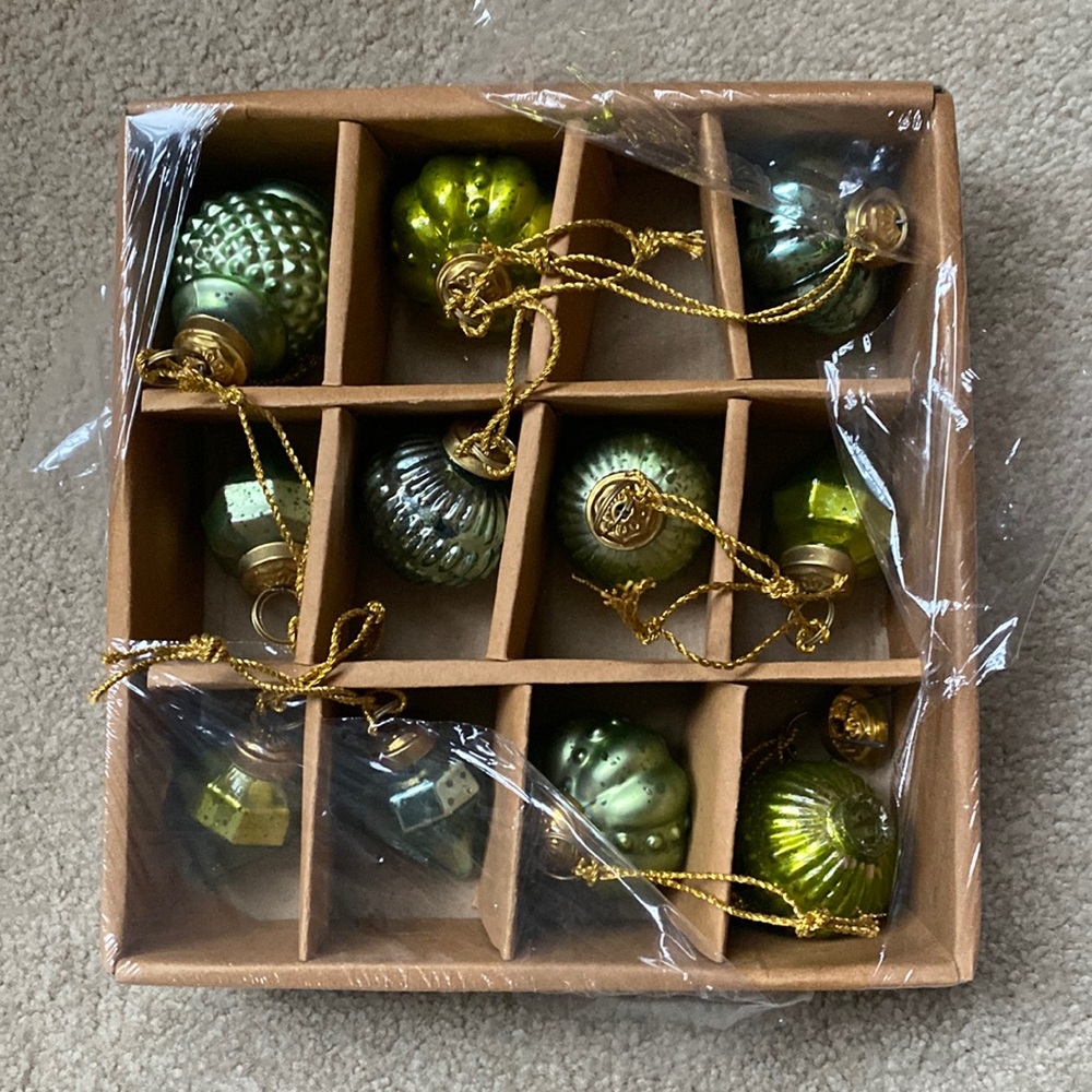 Creative CoOp Glass Blue Green Ornaments